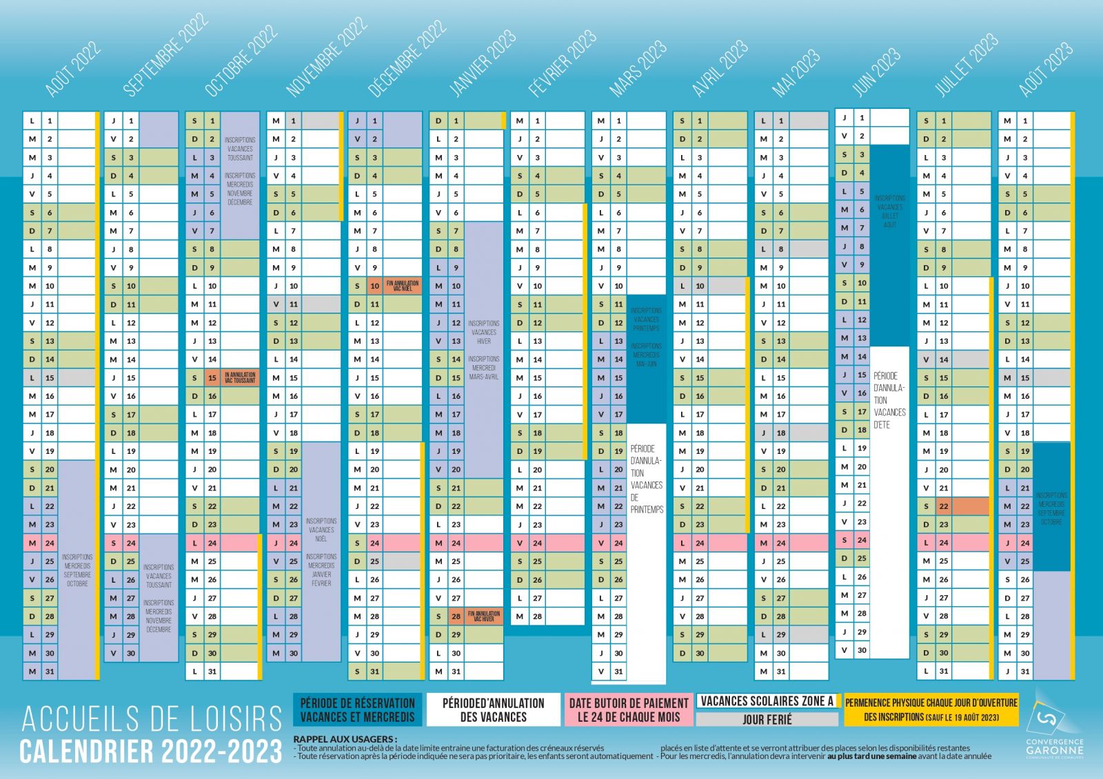 CALENDRIER DES INSCRIPTIONS 2022-2023 ACTUALISÉ